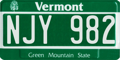 VT license plate NJY982