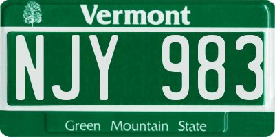 VT license plate NJY983