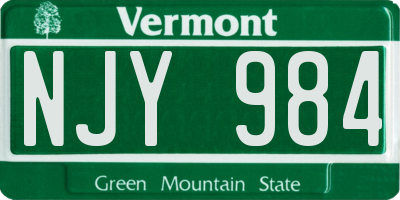 VT license plate NJY984