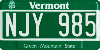 VT license plate NJY985