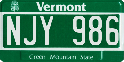 VT license plate NJY986