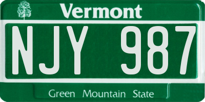 VT license plate NJY987
