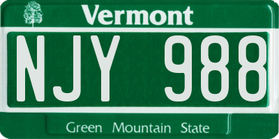 VT license plate NJY988
