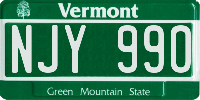 VT license plate NJY990