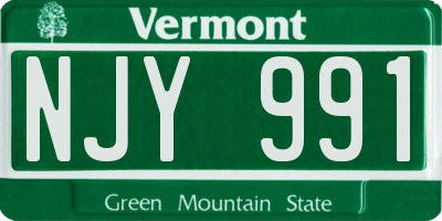 VT license plate NJY991