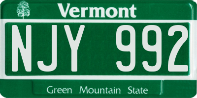VT license plate NJY992