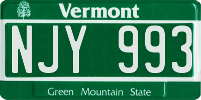 VT license plate NJY993