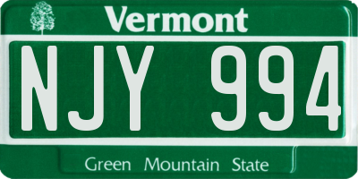VT license plate NJY994