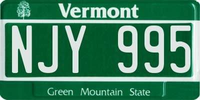 VT license plate NJY995
