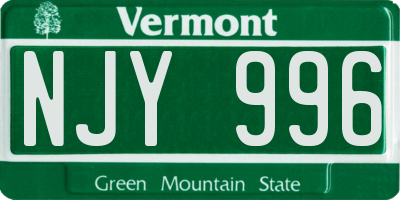VT license plate NJY996