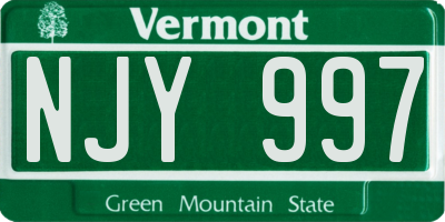 VT license plate NJY997