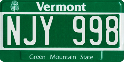 VT license plate NJY998