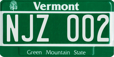 VT license plate NJZ002