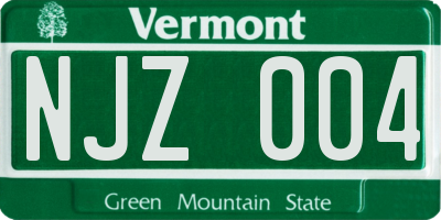 VT license plate NJZ004