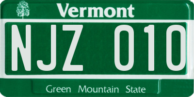 VT license plate NJZ010