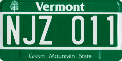VT license plate NJZ011