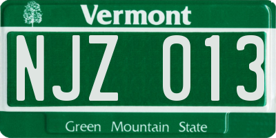 VT license plate NJZ013