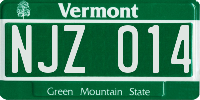 VT license plate NJZ014