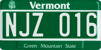 VT license plate NJZ016
