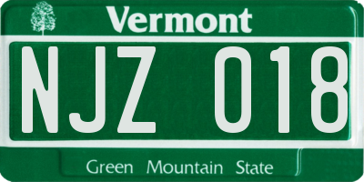 VT license plate NJZ018