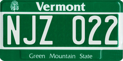VT license plate NJZ022