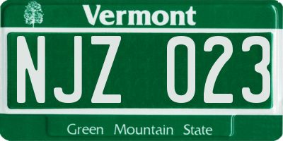 VT license plate NJZ023