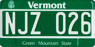 VT license plate NJZ026