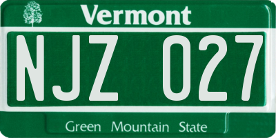 VT license plate NJZ027