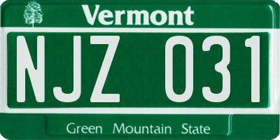 VT license plate NJZ031