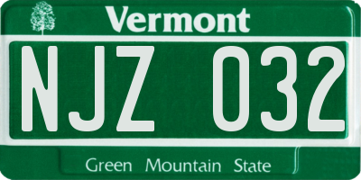 VT license plate NJZ032