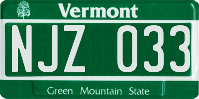 VT license plate NJZ033