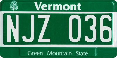 VT license plate NJZ036