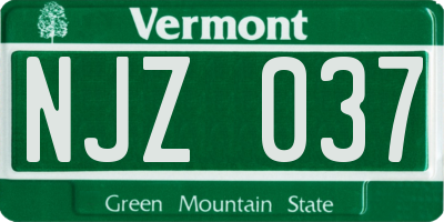 VT license plate NJZ037