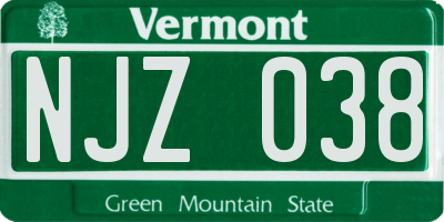 VT license plate NJZ038