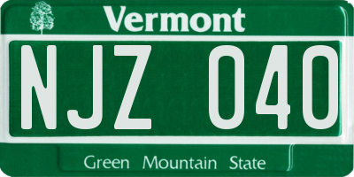 VT license plate NJZ040
