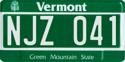 VT license plate NJZ041