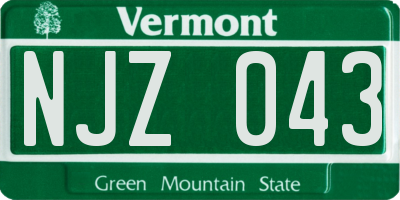 VT license plate NJZ043