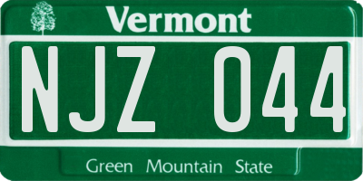 VT license plate NJZ044