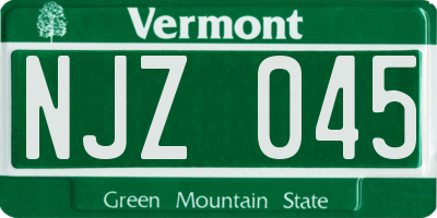 VT license plate NJZ045
