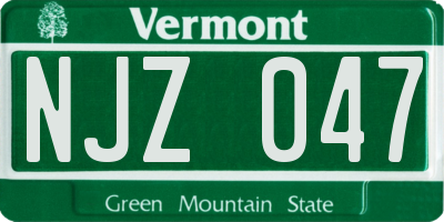 VT license plate NJZ047