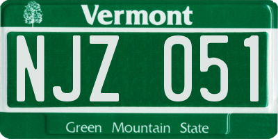VT license plate NJZ051