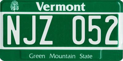 VT license plate NJZ052