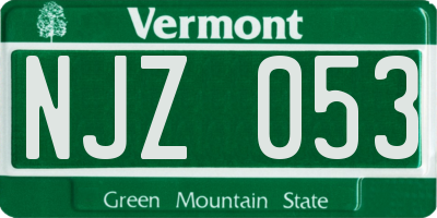 VT license plate NJZ053