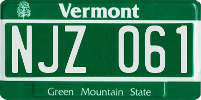 VT license plate NJZ061