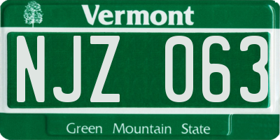 VT license plate NJZ063