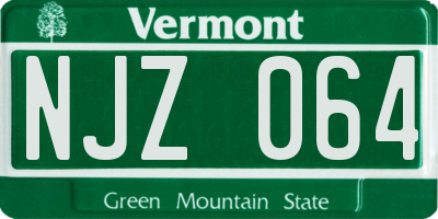 VT license plate NJZ064