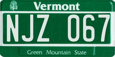 VT license plate NJZ067