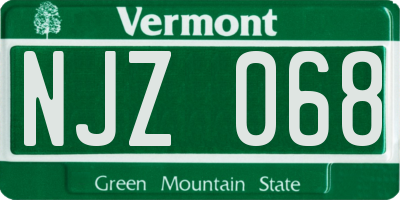 VT license plate NJZ068