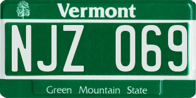 VT license plate NJZ069