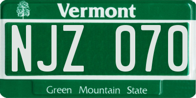 VT license plate NJZ070